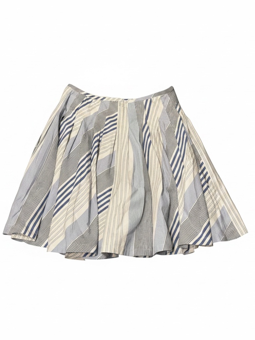 DKNY Blue White Stripe Cotton Flare Skirt Size 8